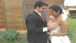 Outrageous gazoo-cramming fest for dicky t-girl bride and her steamy fiance
