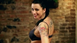 Brunette satisfies her sexual needs and desires alone in solo action