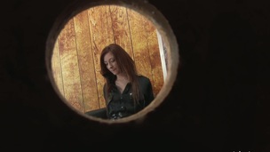 Wild naughty dark head in high boots has fun with her fake dong
