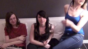 Fine threesome shoot as playgirl gives out blow job superbly