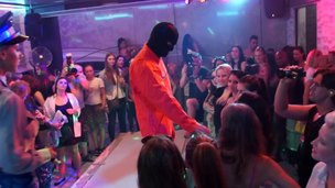 Drunken hotties impaling themselves on the rods in the nightclub