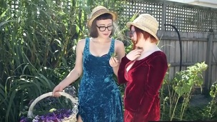 Lustful unshaved lesbos take up with the tongue cookies and assholes outdoors