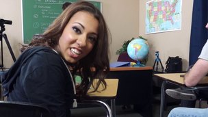 Nice-looking brunette gal receives onto the table to acquire the anal action