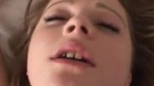 Very very cute teen's pleasing creampie & jizz flow in the end!