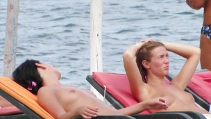 Close-Up Charming Topless Voyeur Beach Legal age teenager