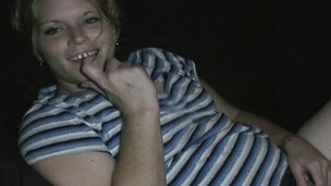 Provoking blond hooker touches herself and delivers a nice blowjob