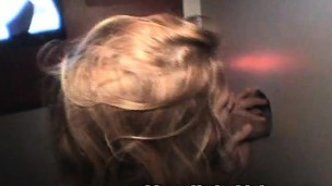 Slutty cowgirl works her throat and her shaggy snatch on mystery poles