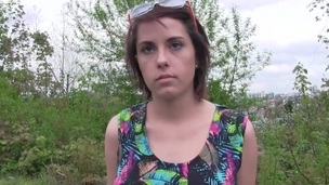 Busty student banged in a park