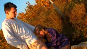Semen loads reward golden-haired for nastiness during outdoors sex