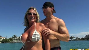 Oversexed milf Brandi Jaimes enjoys having mad sex on the yacht