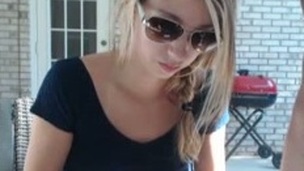 Stunning blond beauty giving head and riding big wang passionately