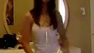 Sweet nasty and playful webcam chick in white top was dancing for me