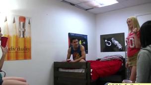 Real American pair live sex in the dorm watching classmates