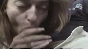 Nasty blonde cocksucker Louise puts her ravishing lips to work in the car