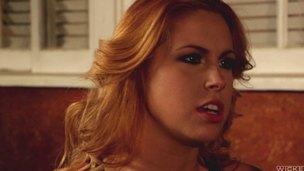Slutty golden-haired babe's body covered in jizz after great sex