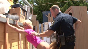 Cop fucks mouth and soaked cum-hole of sinful blond Kelly Surfer