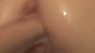 Lady with hawt oiled booty wanted to be fisted just a bit for orgasm