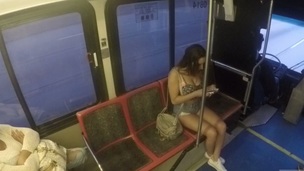 Smutty and provocative girls having passionate sex in public bus