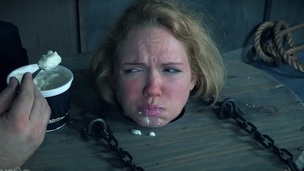 Slut Rain DeGrey is restrained and fed with spoiled food
