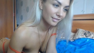 Amazing big tit blonde masturbates