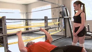 Beautiful Lucie successfully rides the dick in the boxing ring