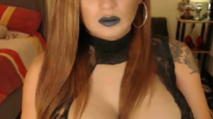 Busty Golden-haired Tranny in a Hot Self Pleasure