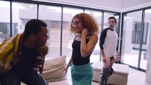 Kendall Woods copulates a guy with a massive cock in front of her stud