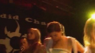 Stylish and horny dilettante youthful honeys getting juicy and wild on stage