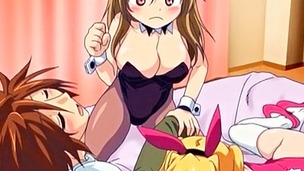 Two pleasing angels turn into real sex hungry creatures that fuck one rod and wish for hentai jizz flow