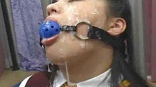 Compilation of Oriental chicks bound up and ball gagged. They engulf schlongs and acquire messy cumshots on their cute faces.