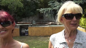 Older lesbos pussylicking juvenile women