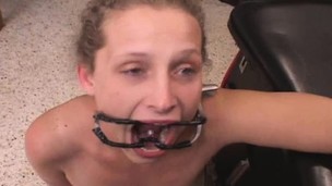 Horny golden-haired with hot legs fulfills her crave for pain and enjoyment