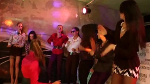 Bi club harlots having public sex orgy