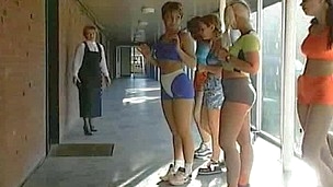Cute sporty gals in hardcore action